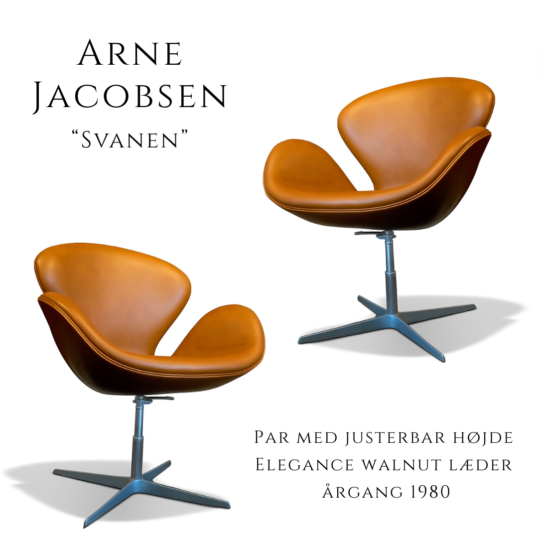Arne Jacobsen Svanestole – Elegance Walnut læder